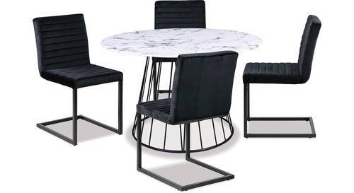 Rabi Dining Table & Michelle Chairs x 4 Rabi Dining Table & Michelle Chairs x 4
